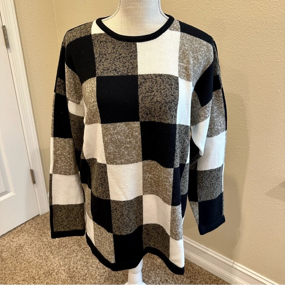 Vintage 1980s/1990s Color block Checkered Sweater Size Medium - Picture 2 of 7